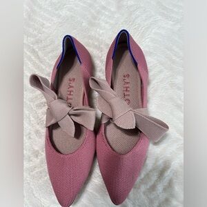 Rothy's Pink Mauve Bow Pointed Toe Flats